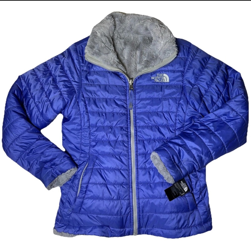 The North Face Jacket Girls Medium 10/12 Purple Reversible Fleece Puffer Sherpa
